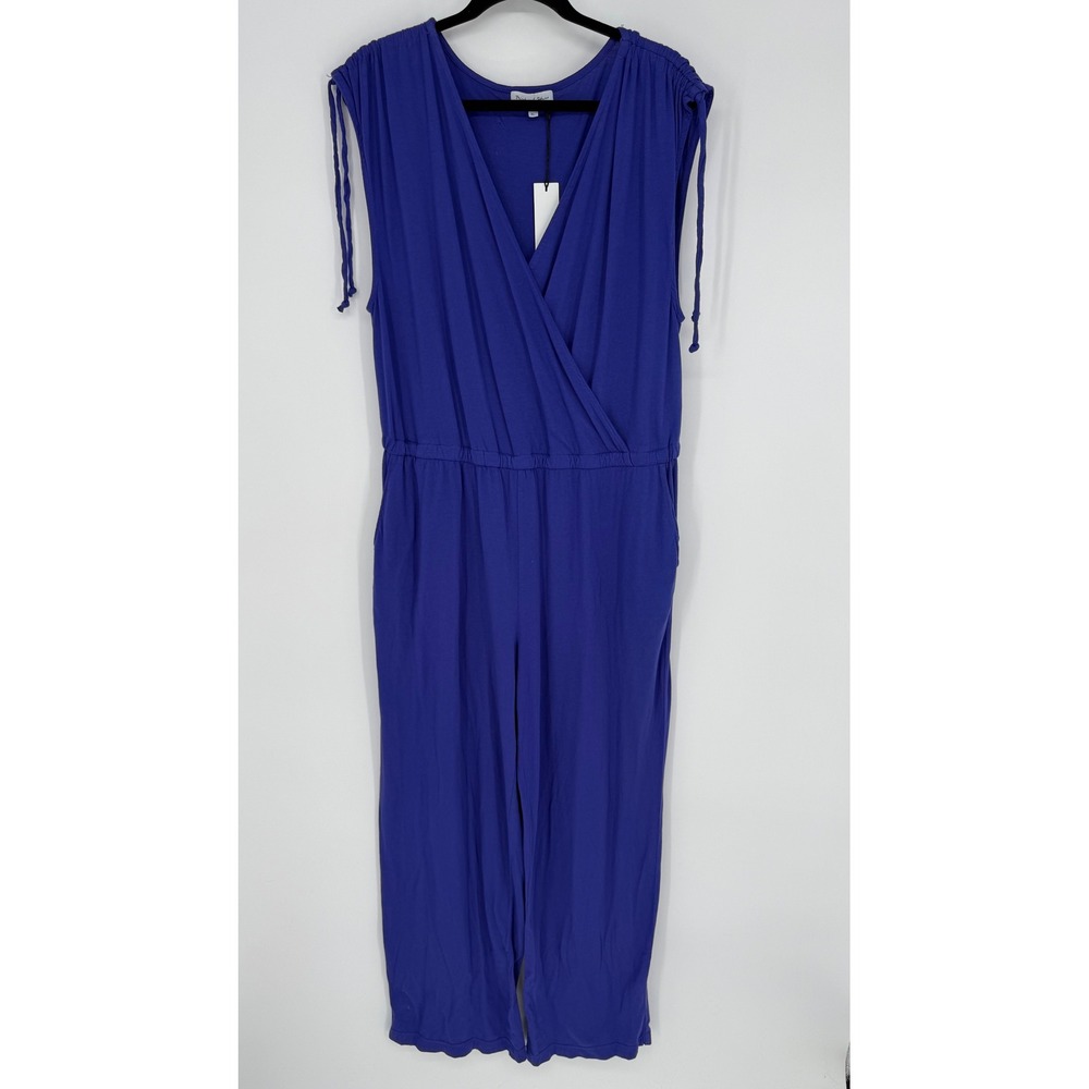 MICHAEL STARS SONYA JUMPSUIT NWT XL GALAXY ROYAL BLUE TIE CAP SLEEVE MODAL